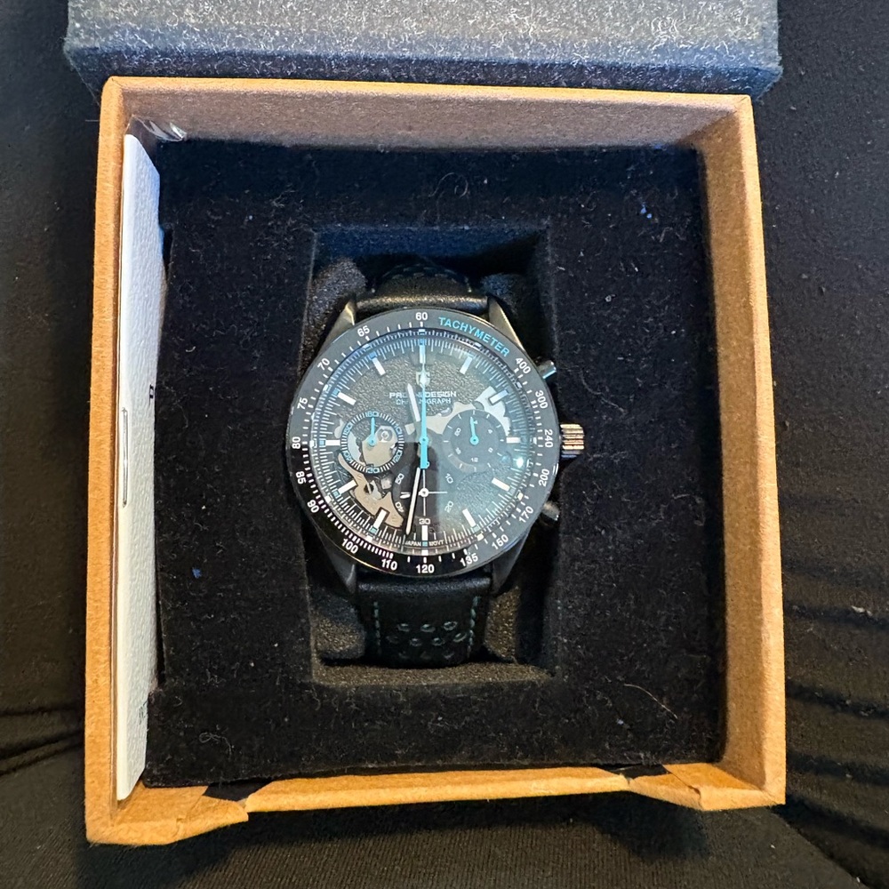 Pagani Design Black and Blue Chronograph Men’s Quartz Watch - Picture 7 of 11
